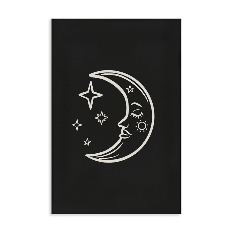 Lune et étoiles sur toile noire par JJ Design House LLC, H 30 po x l 20 po