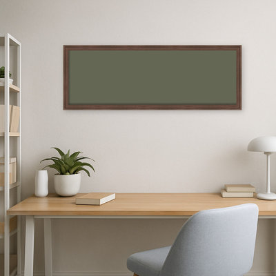 Framed Fabric Magnetic Board, 14x38 Olive Driftwood Design Bulletin Board for Wall Organization