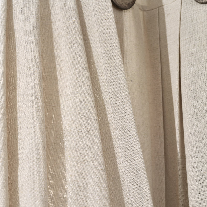 Linen Button Cotton Blend Tailored 29'' W Cafe Curtain, 29" W x 36" L, Dark Linen