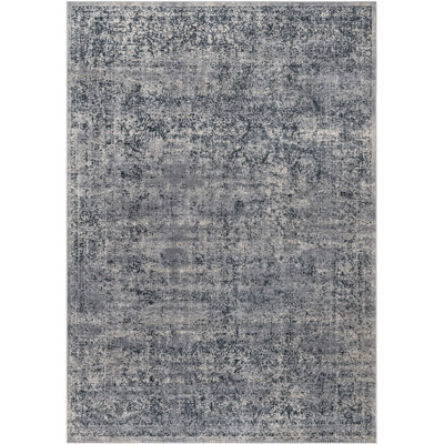Tapis oriental bleu et gris Lanett