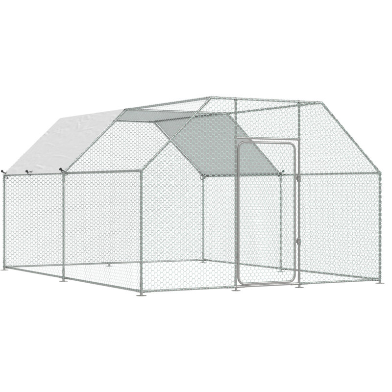 Grand poulailler en métal pour la cour avec couvercle, 13 pi x 10 pi x 6,4 pi, 6,4 po H x 10 po L x 13 po P