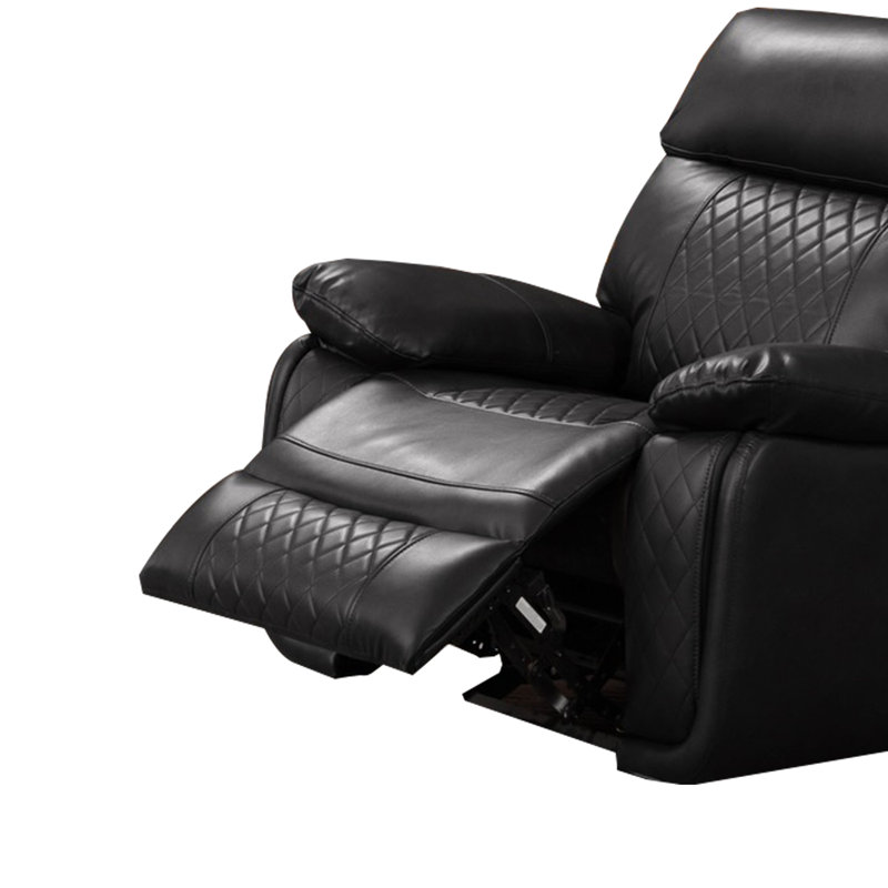 Edwood Faux Leather Power Recliner, Black Faux Leather