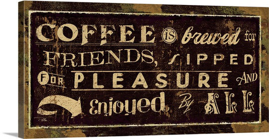 S iv-impression d’art textuel Coffee Quote, H 12 po x l 24 po x P 1,5 po, Toile
