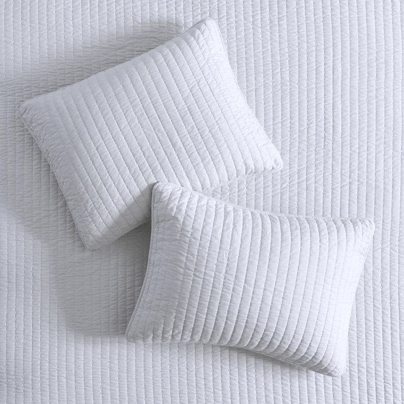 Courtepointe blanche 3 pièces pour lit double / grand lit - réversible avec rembourrage en coton, tissu en microfibre, pour un lit de chambre relaxant réversible, prolonge la durée de vie de la literie