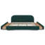 Structure de lit tapissier très grand de style minimaliste moderne - Tissu de fil rond, tête de lit haute incurvée, support de pieds robuste et rangement à roulettes, matelas non inclus - vert-913343713