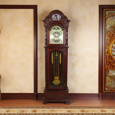 Grande horloge traditionnelle sur pied en bois massif à remontage manuel mécanique