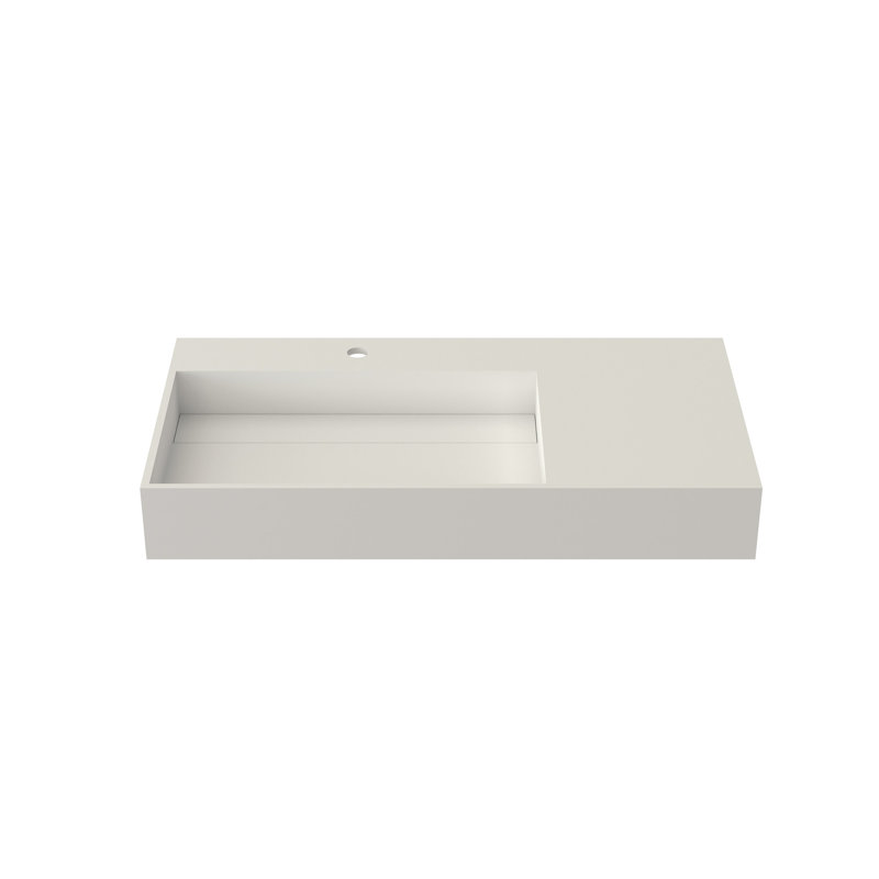 Lavabo de meuble-lavabo de salle de bain en résine de couleur unie, abat-jour blanc mat, 35,42 po de profondeur, 18,02 po de largeur, 5,22 po de hauteur, 53,73 lb, adapté à tous les espaces, aux égratignures et à la décoloration, flexible