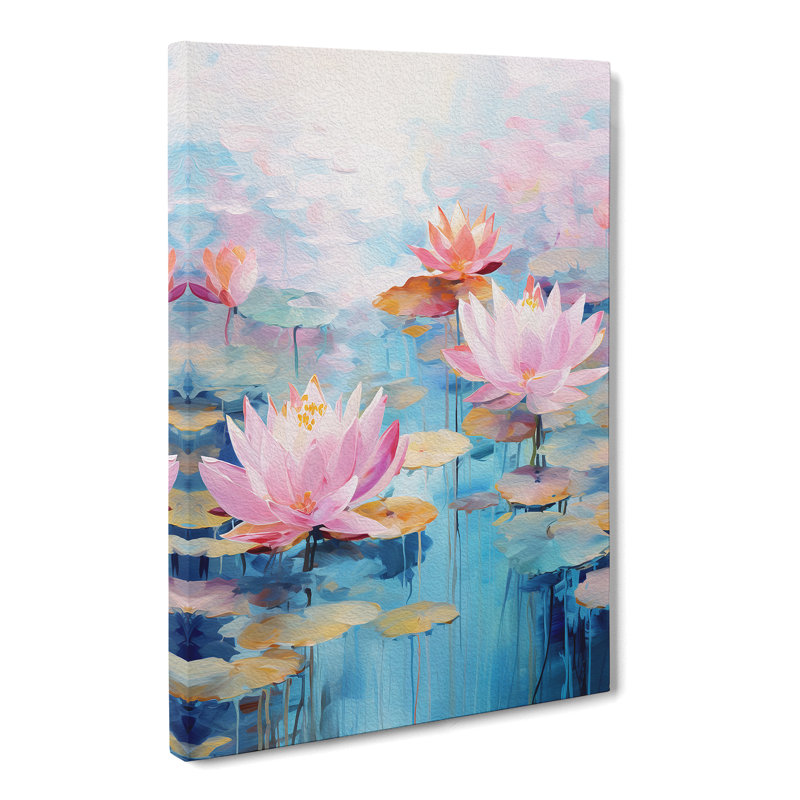 Lotus Flower Action Painting - Wrapped Canvas Print, 50cm H x 35cm W x 3cm D
