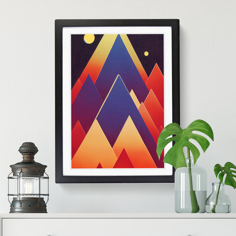 Pyramids Abstract Vol.1 - Single Picture Frame Print, 46cm H x 34cm W x 2cm D, Black