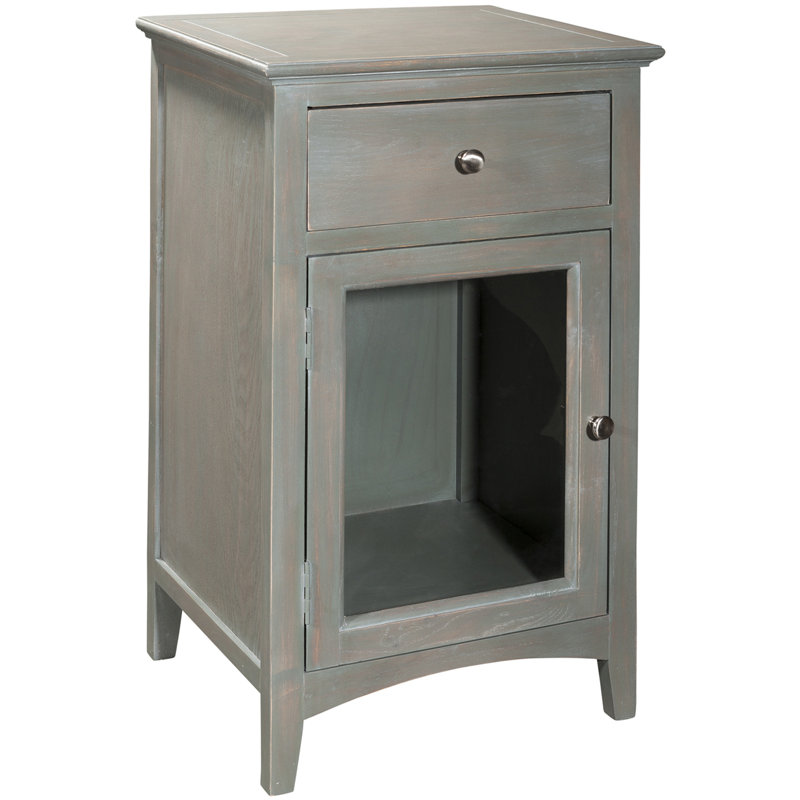 Joanna Solid Wood End Table with Storage, French Gray