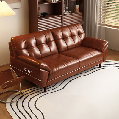 Brown Genuine Leather Standard Sofa cushion Loveseat