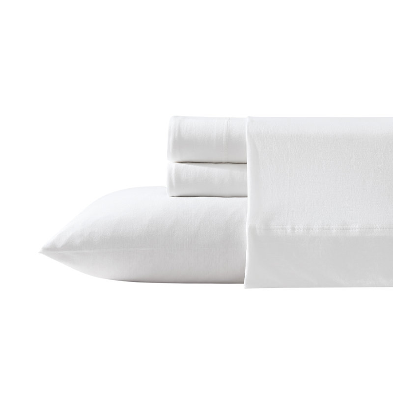 Full White Cotton Jersey Deep Pocket Sheet Set
