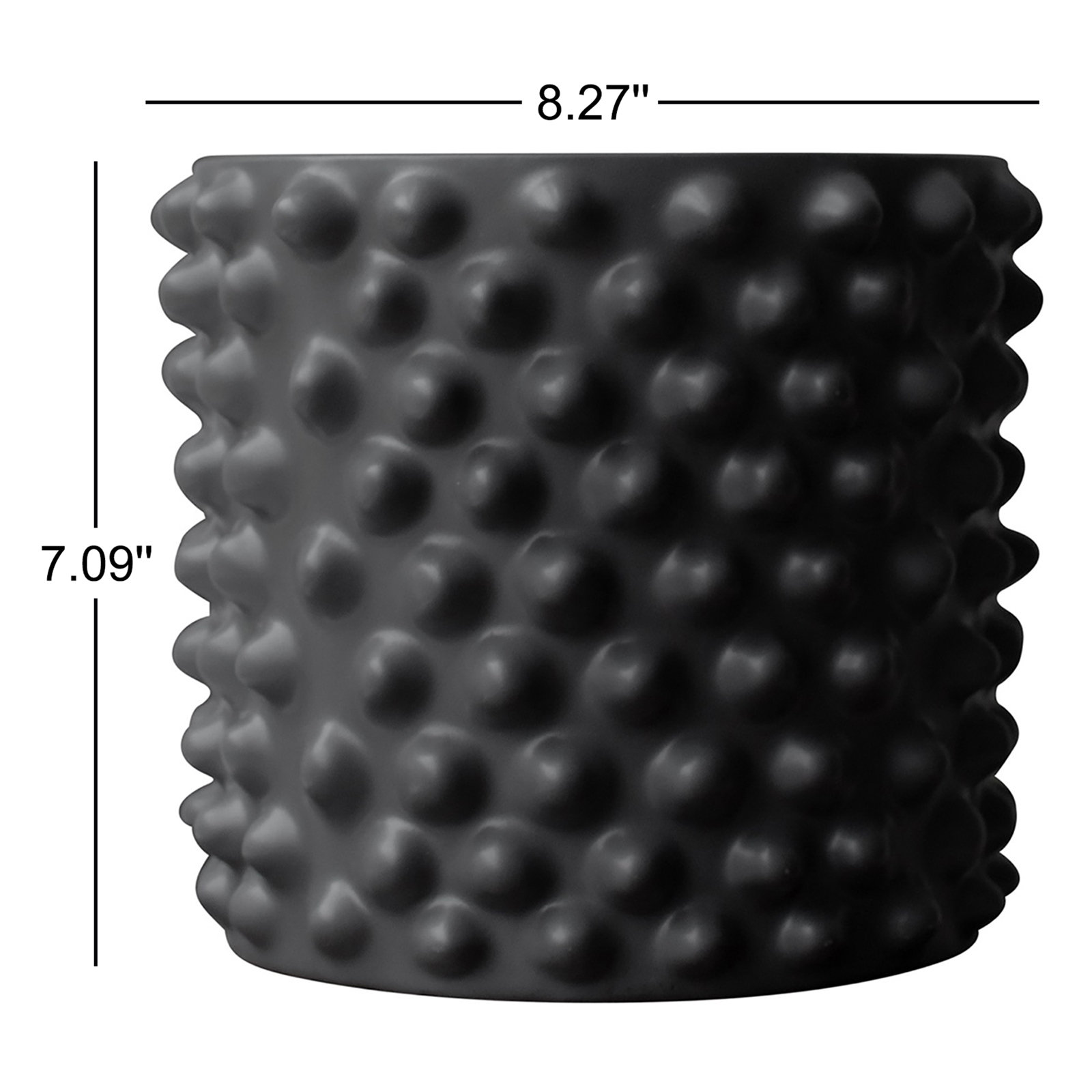 Ceramic Table Vase, Black, 7.09" H x 8.27" W x 8.27" D