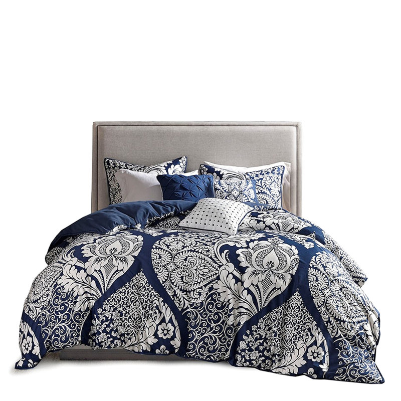 Housse de couette 6 pièces de style transitionnel multicolore avec coussins de bourre à fermeture à boutons