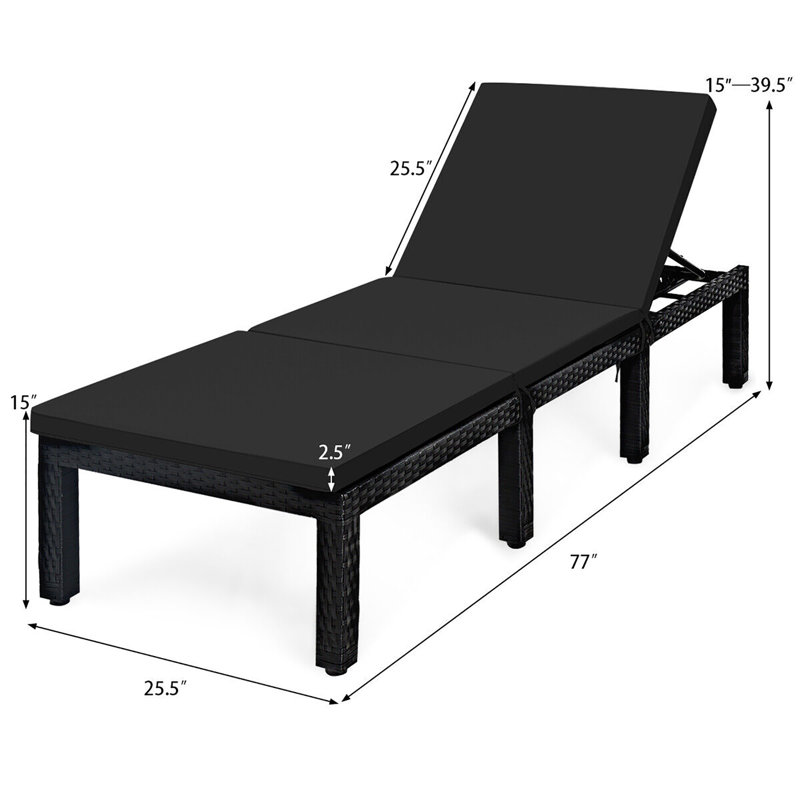 Drewe Outdoor Chaise Lounge , Cushion Included, Black/Turquoise