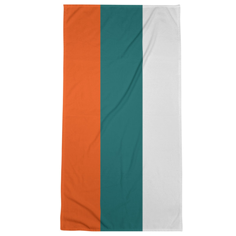 Cotton Blend Beach Towel, White/Aqua/Light Gray