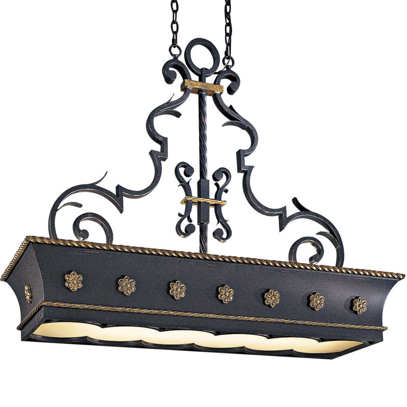 Montparnasse 12-Light French Black and Gold Leaf Pendant