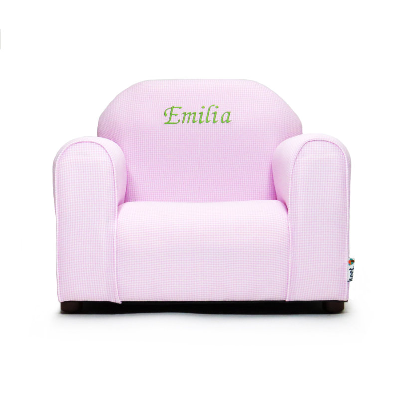 Fauteuil club personnalisé Keet, Gingham, Vert, Oui, Rose