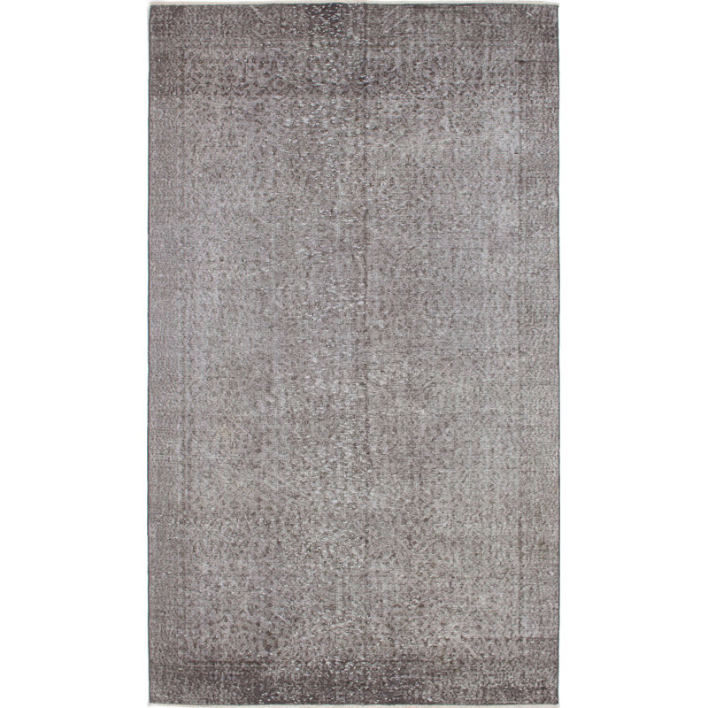 Tapis à dégradé de couleur gris en laine noué à la main de conception unique de 5 pi 3 po x 8 pi 10 po Kalmen