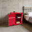 Table de chevet industrielle en métal, style casier, avec serrure à combinaison, meuble de rangement à 2 niveaux, rouge, autoportante, pour chambre, salon ou dortoir.-134757234
