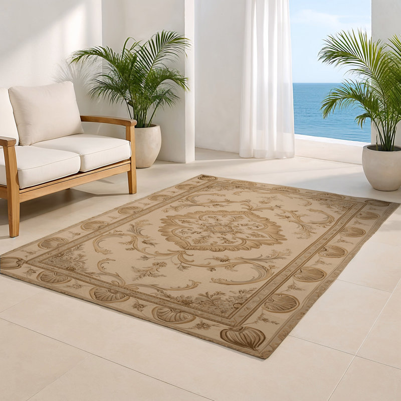 French Brown Indoor and Outdoor Area Rug, Rectangle 4' x 6'