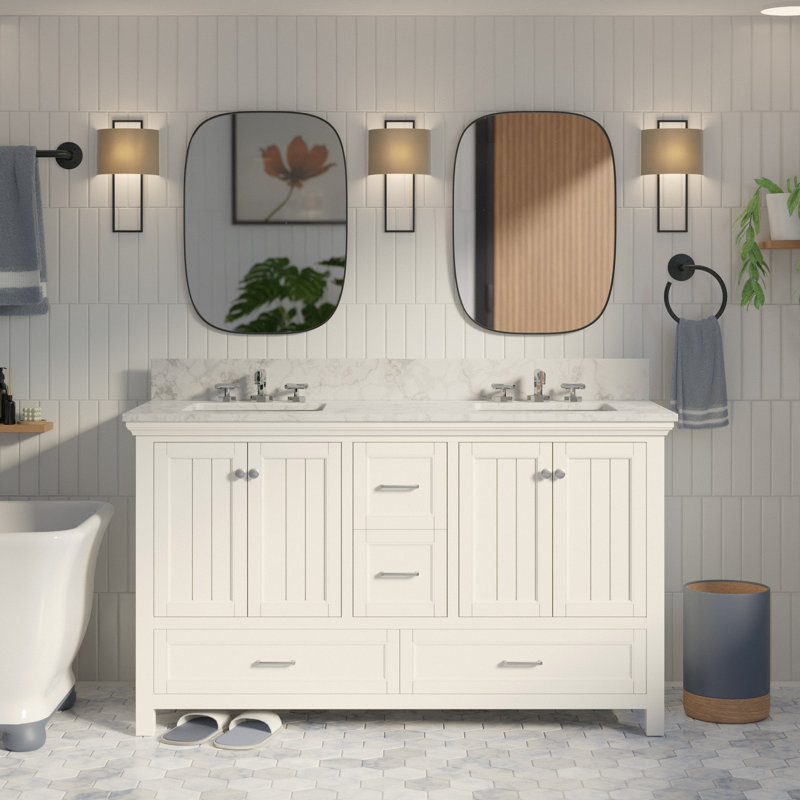 Ensemble de meuble-lavabo double 60 po Maven, Blanc