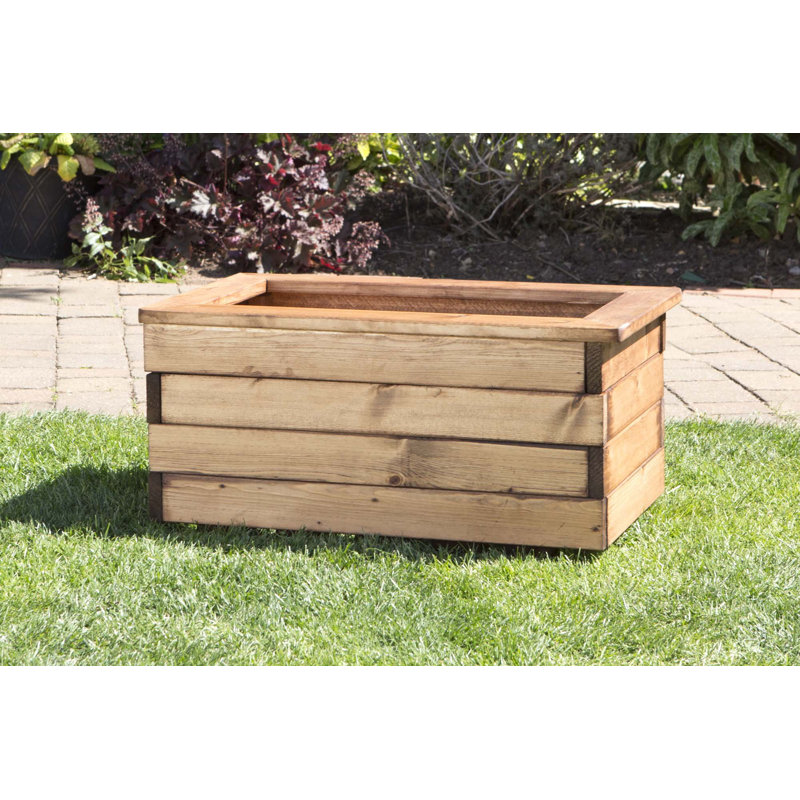 Gillian Hand Made 56Cm X 34Cm Rustic Wooden Small Garden Trough / Flower Bed Planter