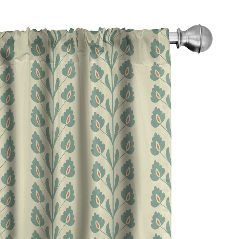 Floral Semi-Sheer Rod Pocket Curtain Panels, 28" x 95"