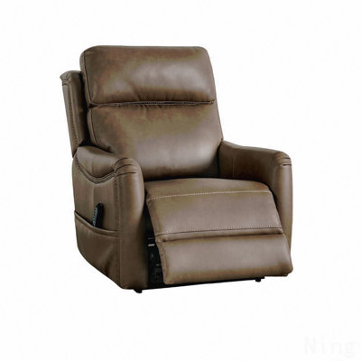 Brown Transitional Lift Recliner - Steel Seat Box, USB Port, Dual Lift Motor, Wired Controller