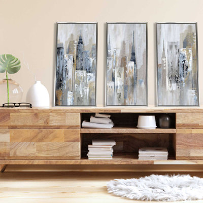 «Bay City Reflection» par Nan - impression sur toile flottante 3 pièces