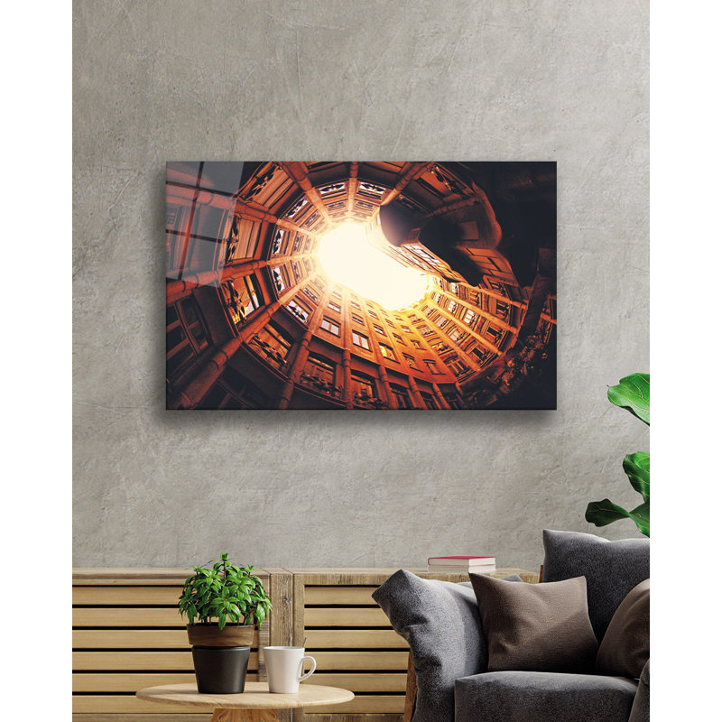 Peinture élégante en verre trempé décoratif, 27,6 po x 43,3 po | 100% verre trempé, épaisseur: 0,16 pouce | Superbe décoration intérieure pour le salon, le bureau ou la galerie | Pièce d'art unique, durable et élégante