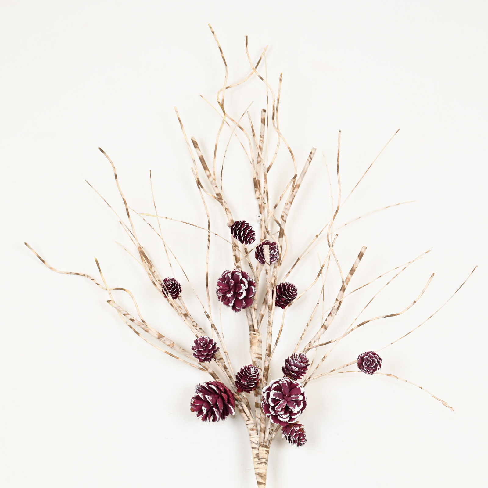 Birch Frosted Pinecone Stems, Purple