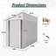 Remise de rangement extérieure en métal gris foncé avec porte à charnières et toit incliné, bâtiment utilitaire de jardin ventilé pour patio, cour et multi-scène