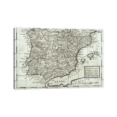 Map of Spain and Portugal, 1731 1 Piece Wall Art on Canvas