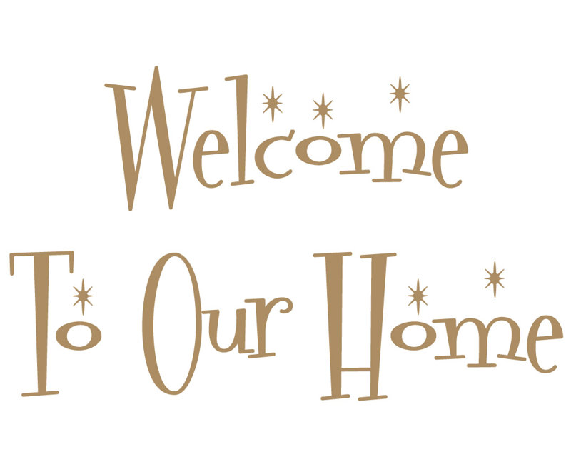 Décalcomanie murale "welcome to the home", H 22 po x l 36 po x P 0,01 po, Brun pâle