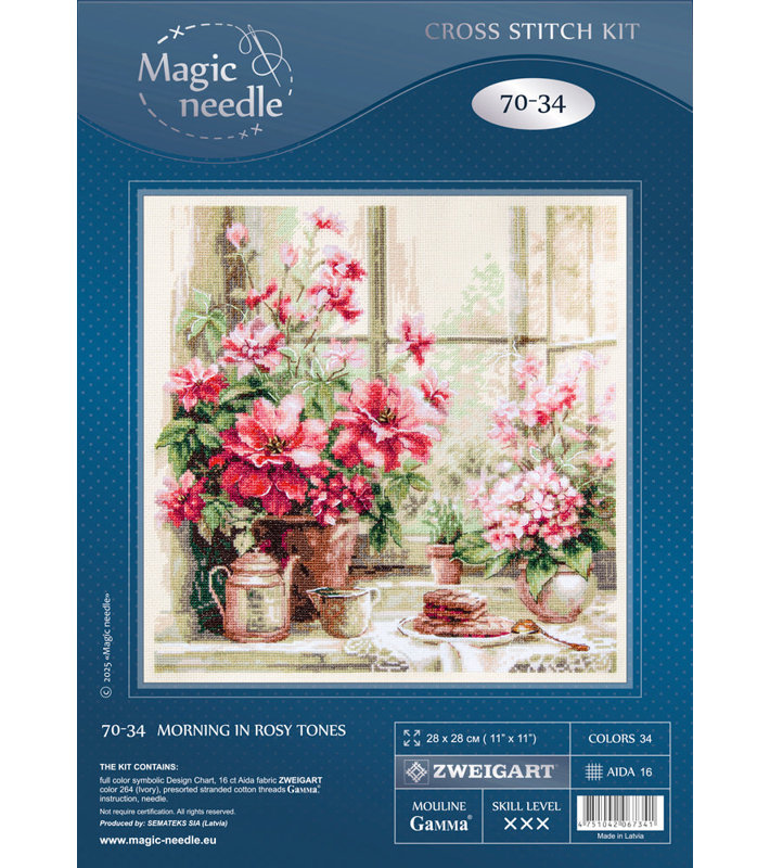 Morning in Rosy Tones Counted Cross Stitch Kit by Magic Needle 70-34