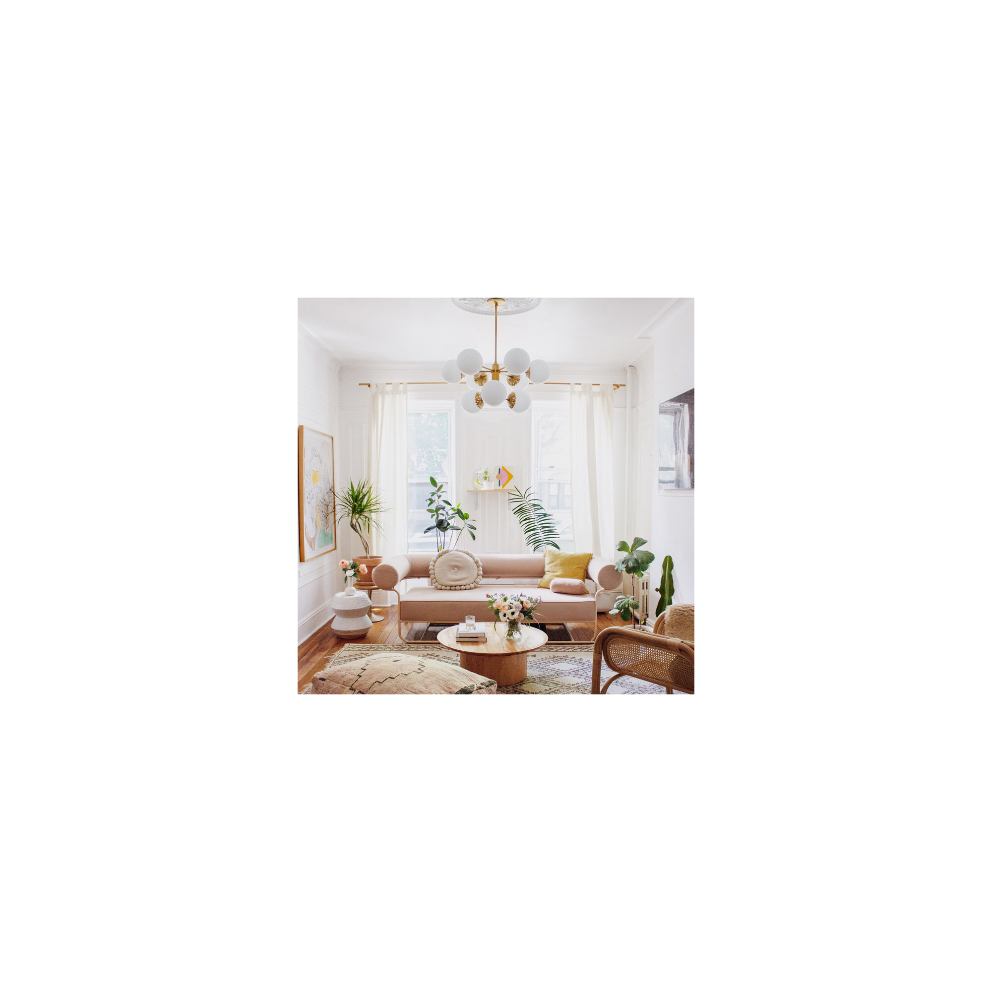 Deniaud 9 - Light Metal Sputnik Chandelier, Aged Brass