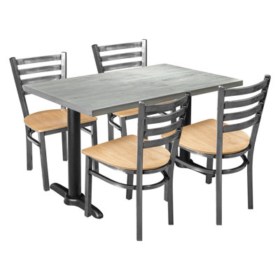 Ensemble de salle à manger 4 personnes - Fauteuil à dossier échelle en bronze