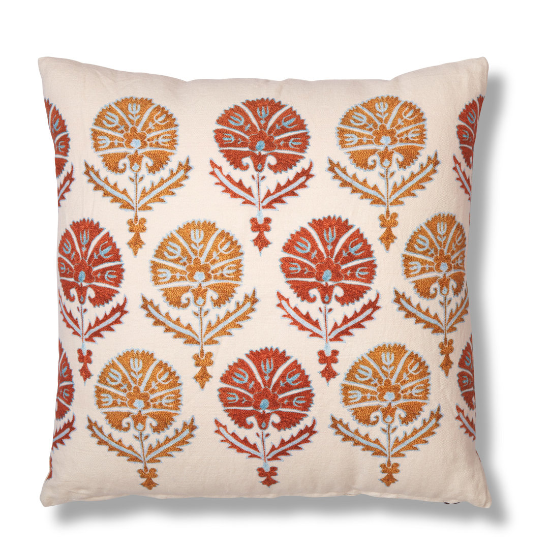 Floral Cotton Reversible Throw Pillow Roselli Trading Company 