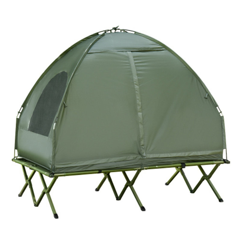 Lit de camp pliable pour 2 personnes avec tente, couvre-lit et matelas gonflable épais Outsunny