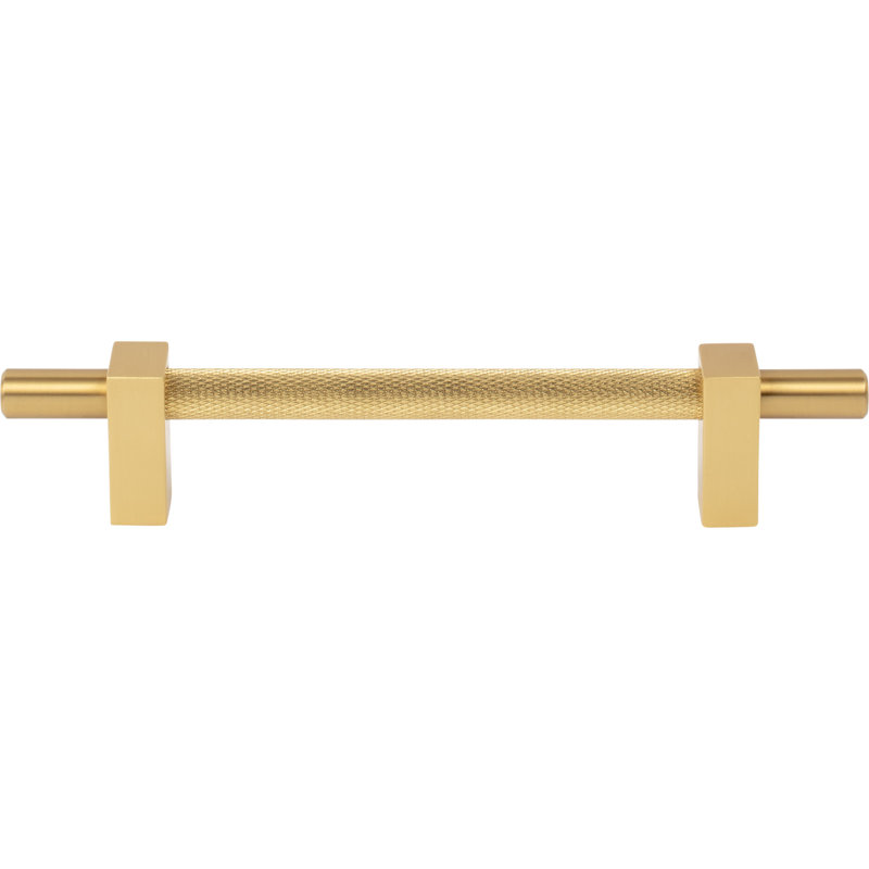 Larkin 3 Knurled Center Bar Pull, Brushed Gold, 3 3/4"