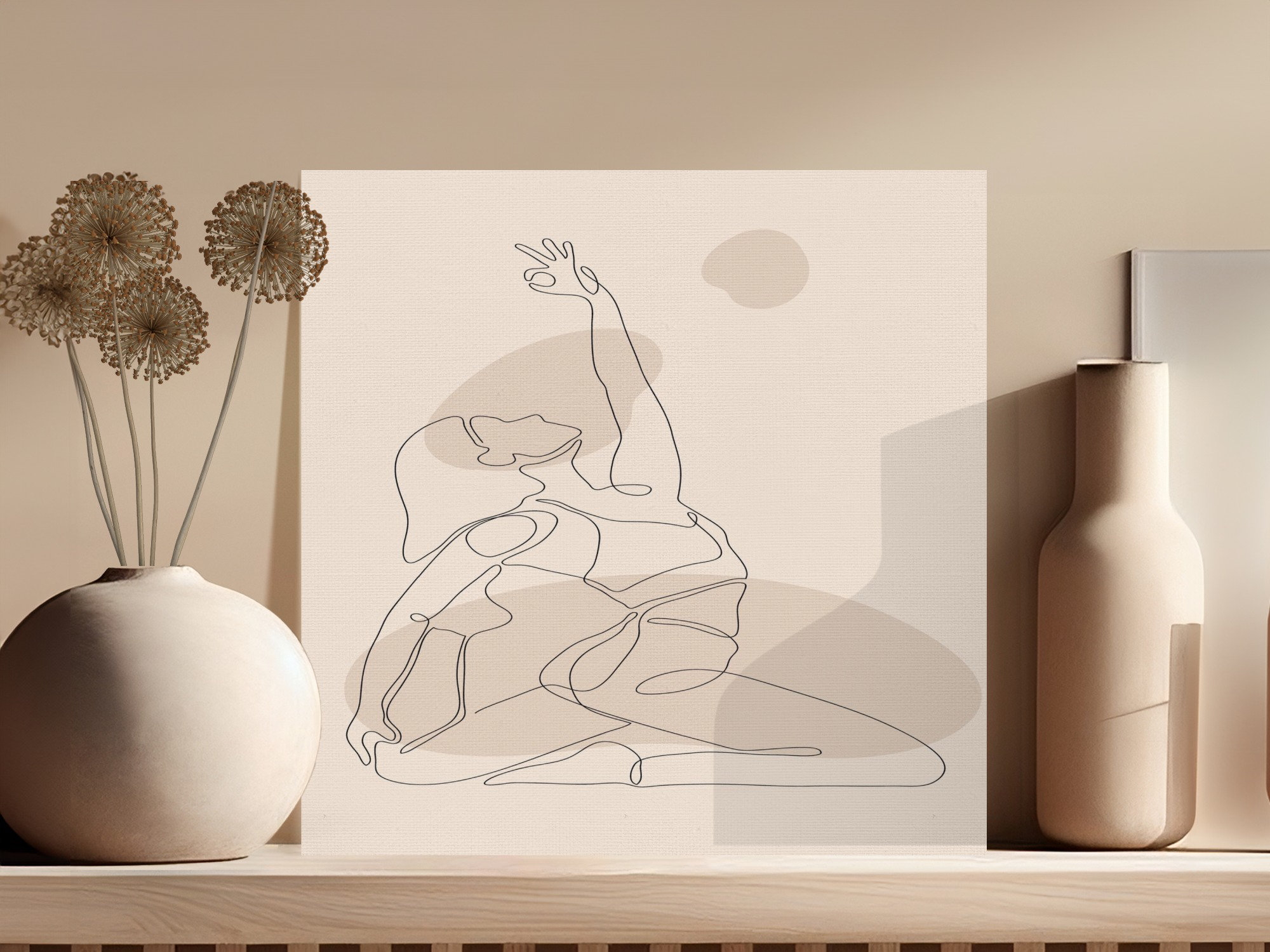 Lark Manor Yoga Pose Canvas Wall Art, Minimalist Line Art Print ...