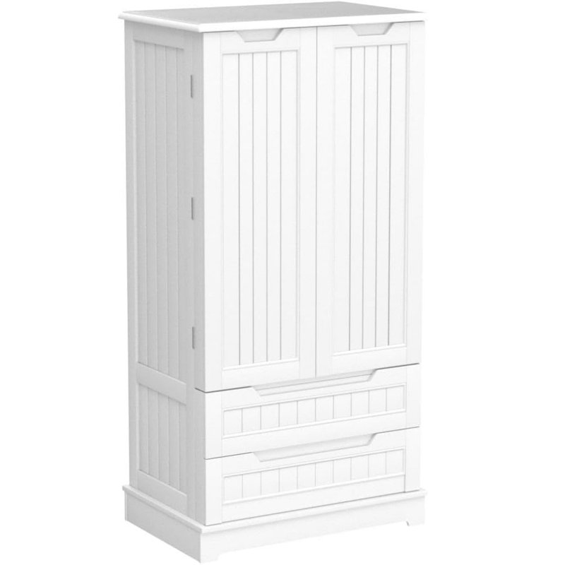 Bayview Elinna 47.2” Tall Kitchen Pantry with 2 Drawers, 3 Shelves, Handleless Design, Waterproof MDF Construction, White