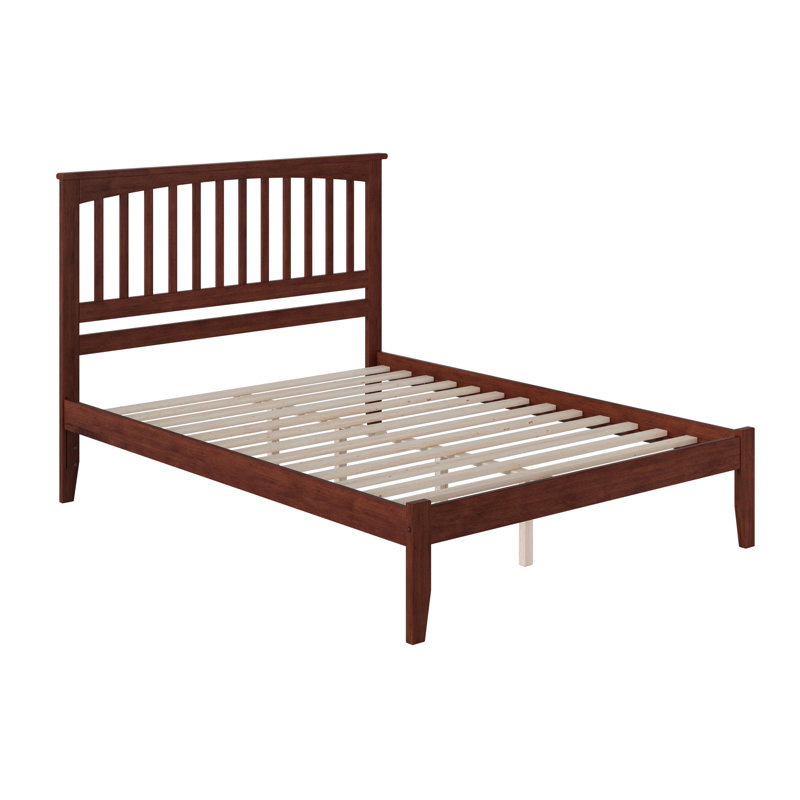 Lit plateforme en bois massif Shiloh, Grand lit, Noyer