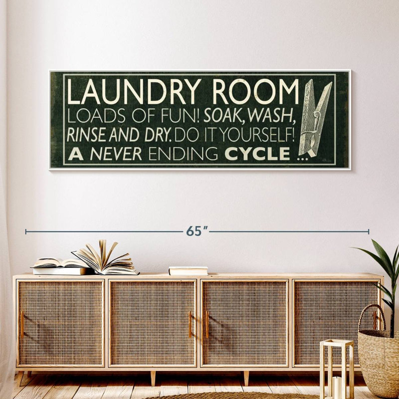 Salle de lavage I, 57 po x 19 po, Cadre flottant blanc
