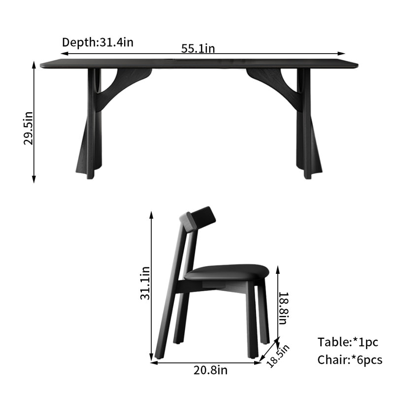 Ensemble de chaises modernes Modern Rock, H 29,5 po x L 55,1 po x l 31,4 po