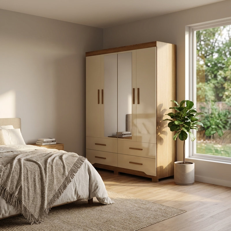 Armoire blanche 61,8 "Miami, Naturel / blanc