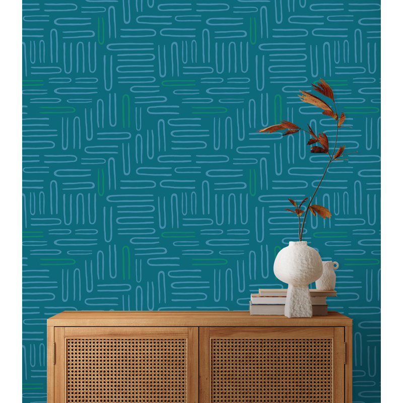 Snakes 2 33' L x 20.5" W  Wallpaper Roll, Blue