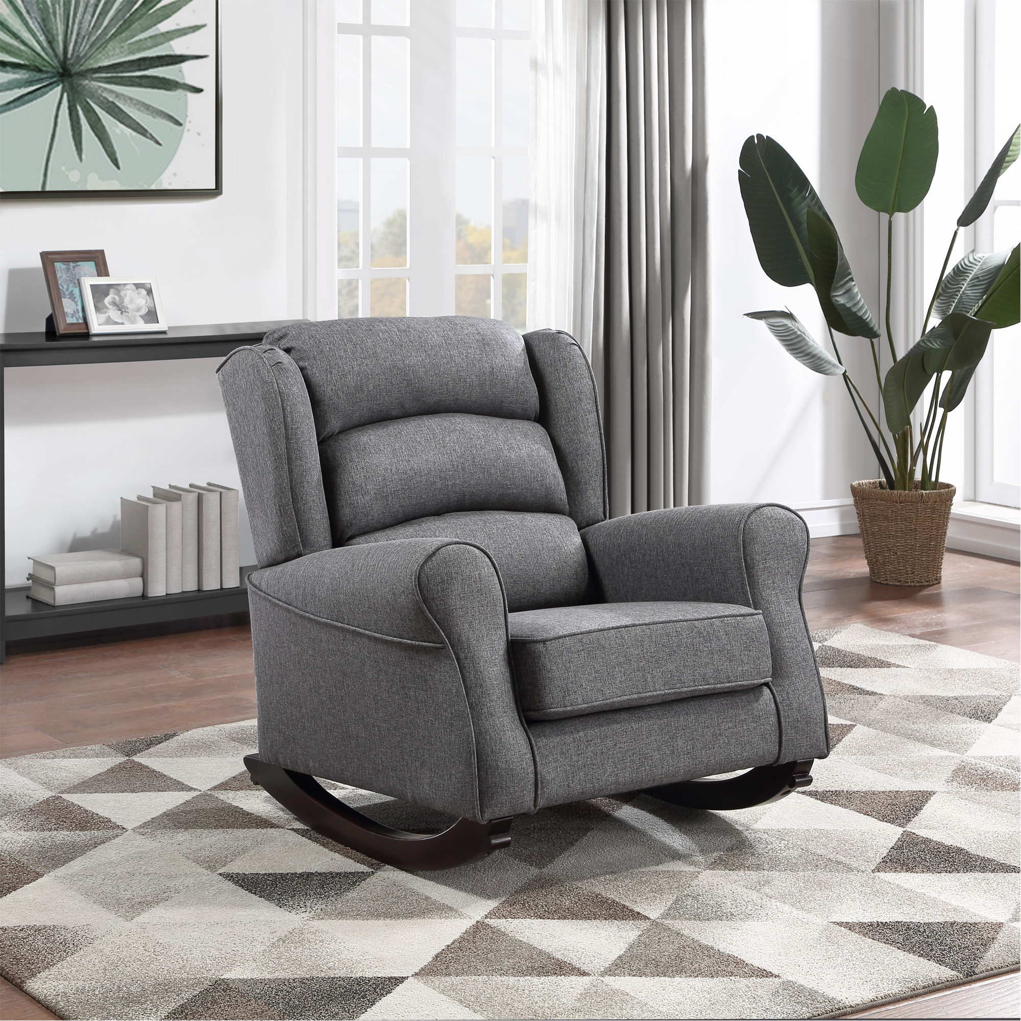 Latitude Run® Gray Fabric Rocking Chair | Wayfair