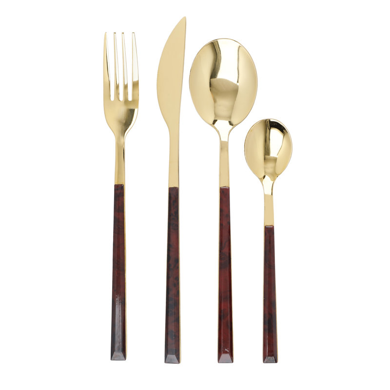 Mikasa 16-Piece Faux Tortoise Shell Cutlery Set, Stainless Steel